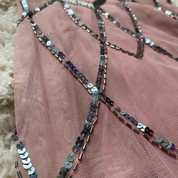 EUC Sequin Sheer Pink Shift Tank - Picture 4 of 4